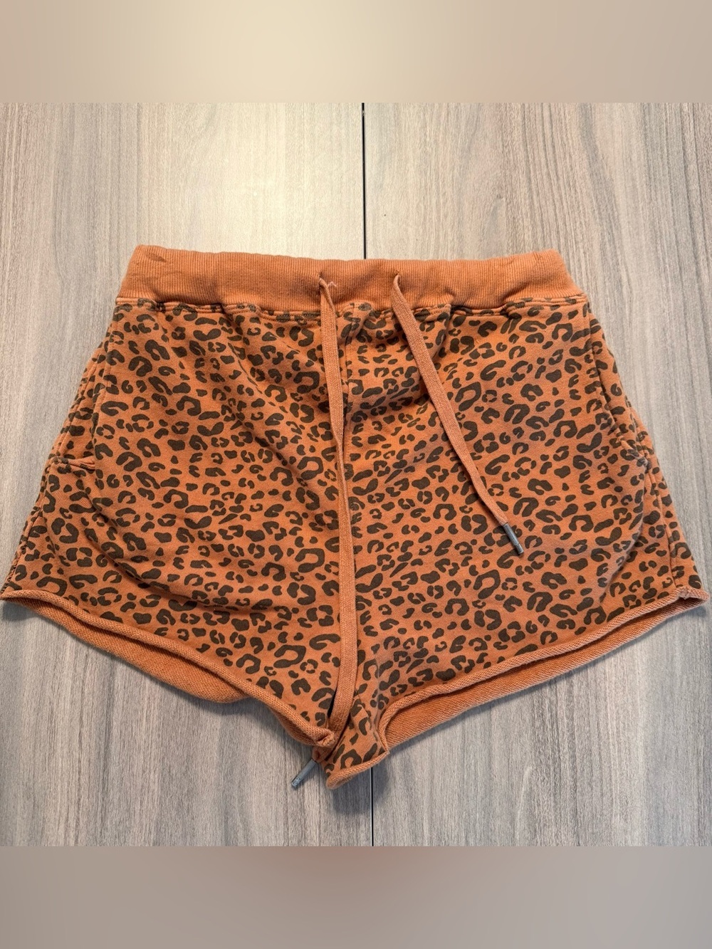 Women's Rust Leopard Print Drawstring Shorts